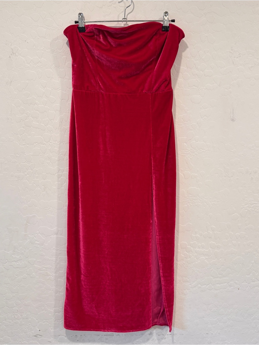 Reformation Strapless Velvet Midi Dress Pink Womens Small Slit Whimsigoth Rave